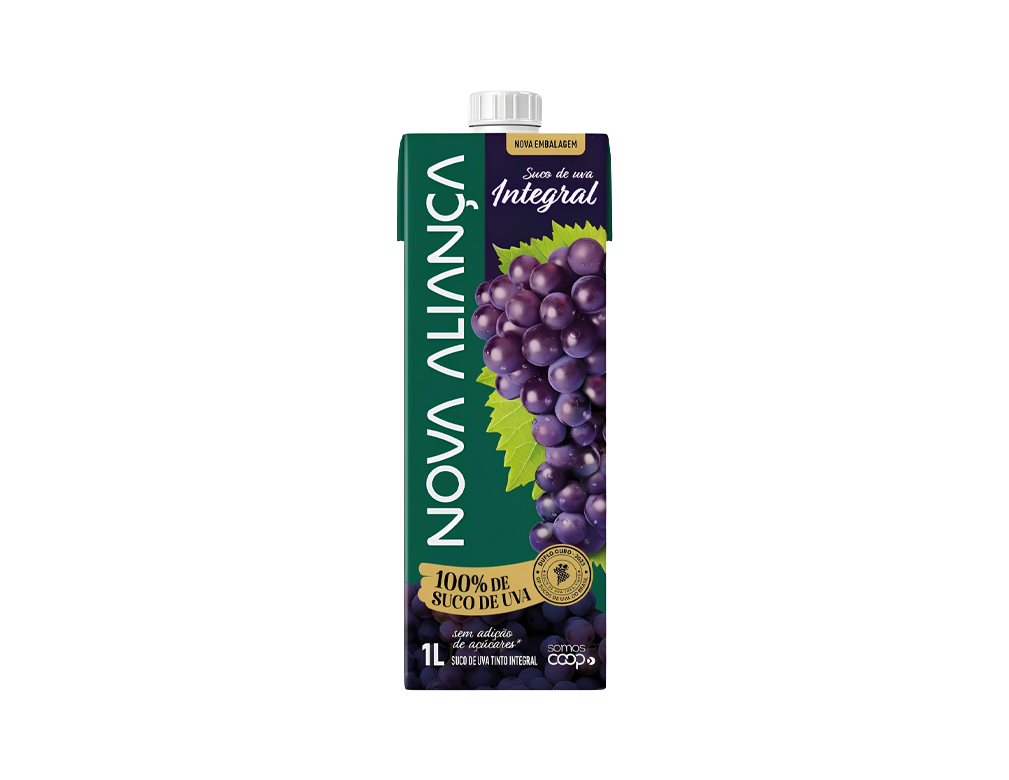 SUCO DE UVA TINTO INTEGRAL TETRA PACK NOVA ALIANÇA 1 L (CX 12 UN)